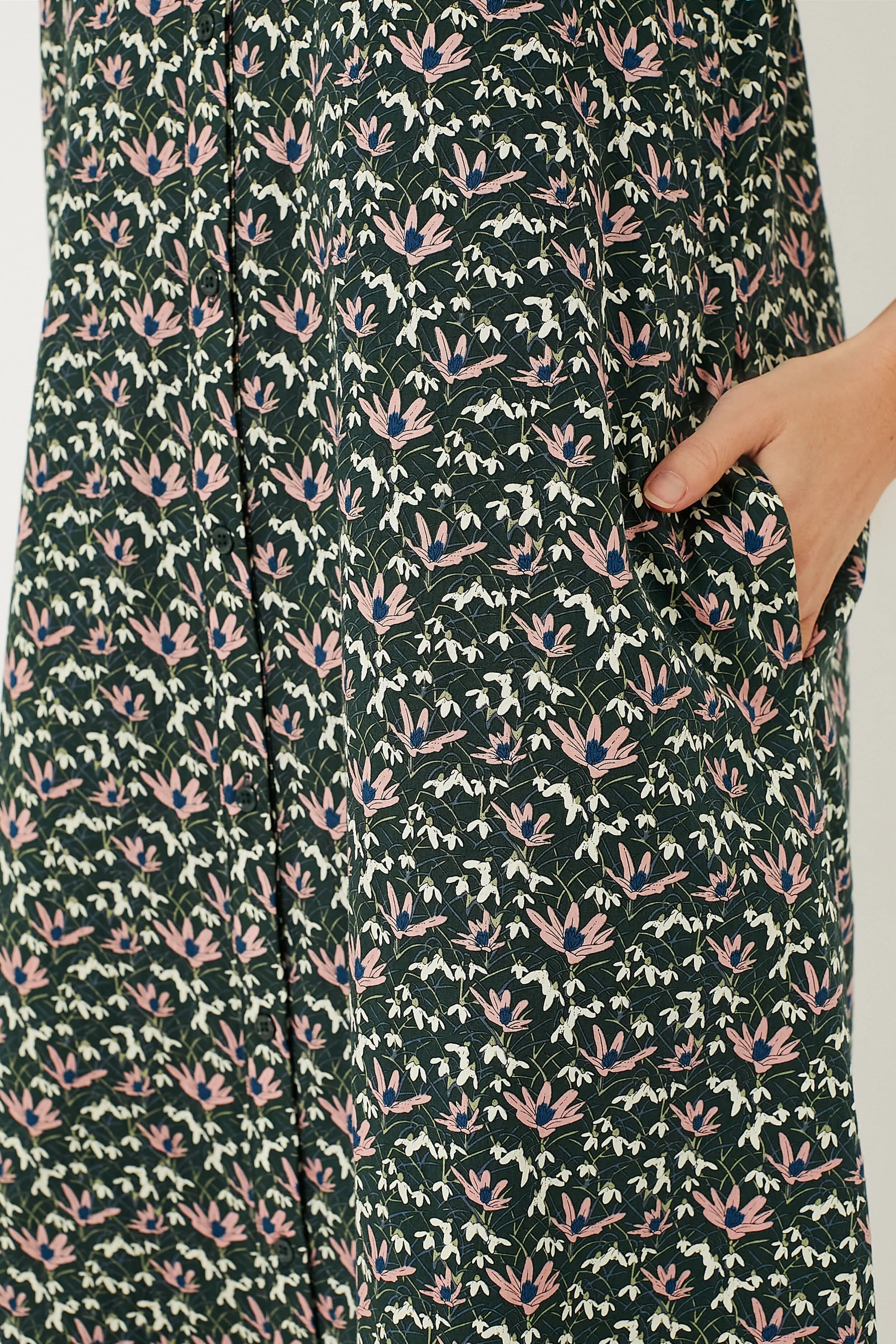 Green Floral Ruffle Collar Louisa Maxi Dress