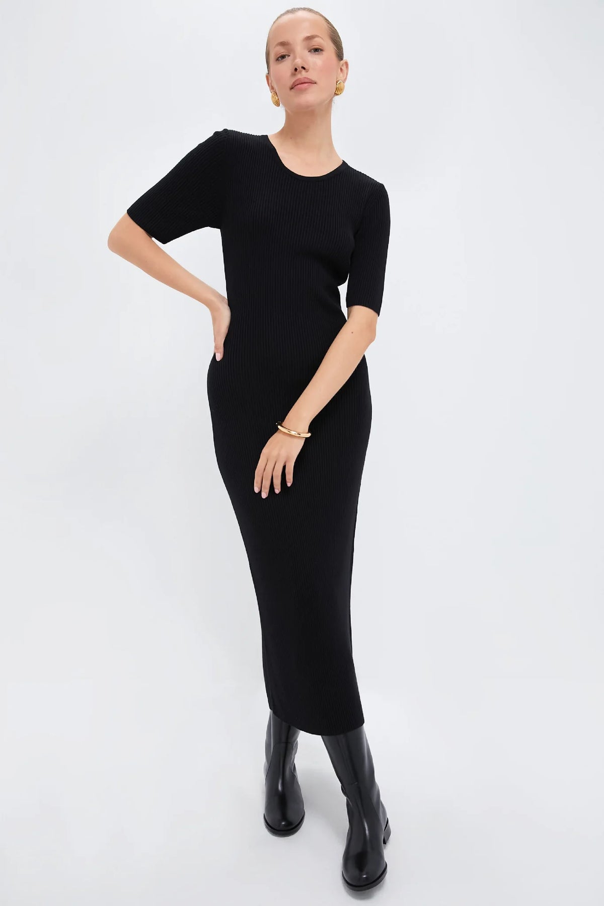 Black Tencel and Cashmere Geneva Dress