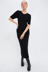 Black Tencel and Cashmere Geneva Dress