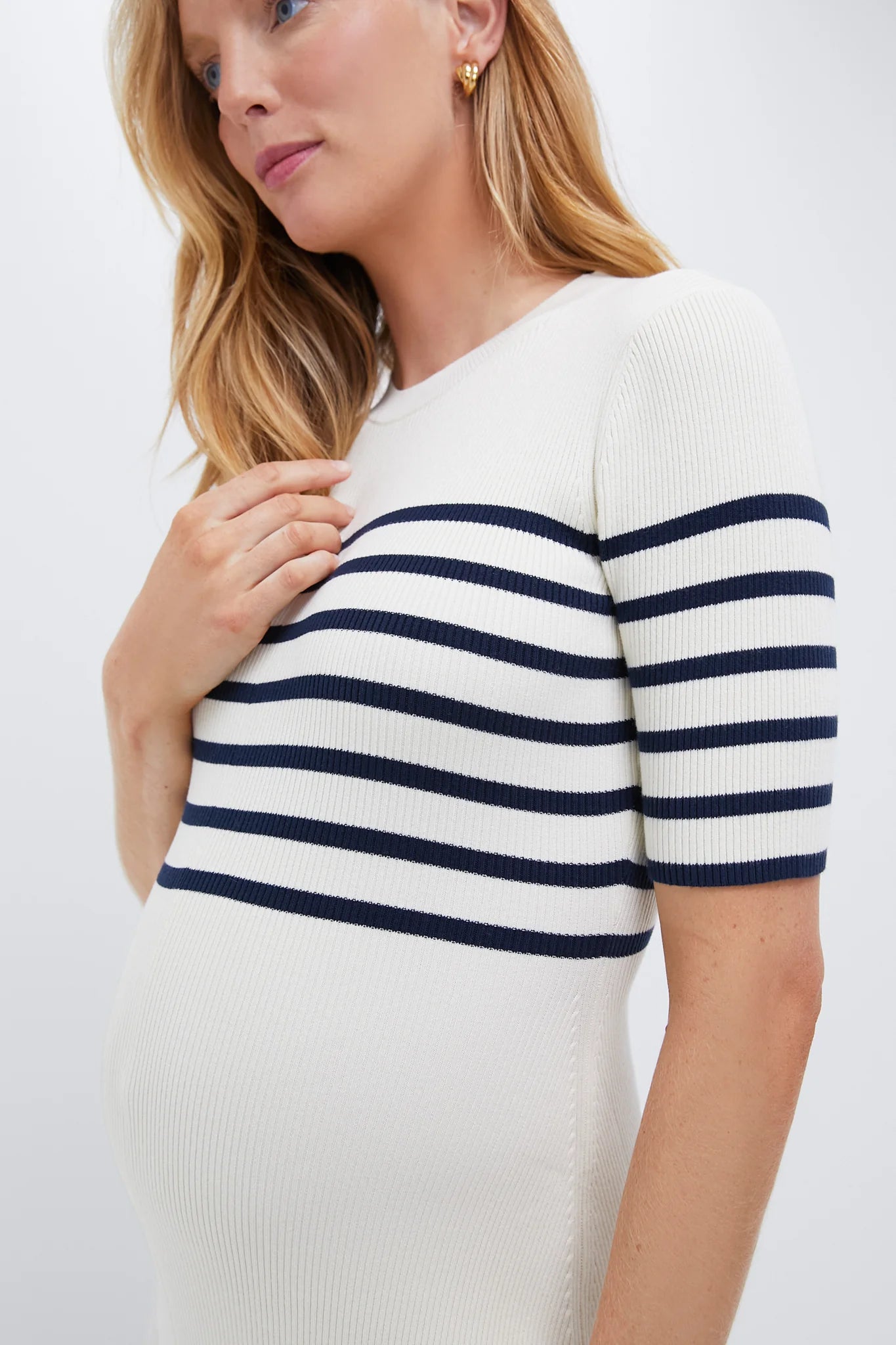 Ivory and Navy Stripe The Kaitlyn Dress