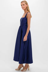 Navy Dupioni Esme Dress