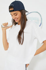 White Cropped Performance Jersey Ryan Boyfriend Tee