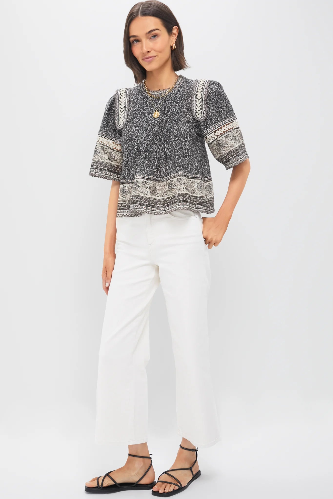 Multi Palma Print Short Sleeve Top