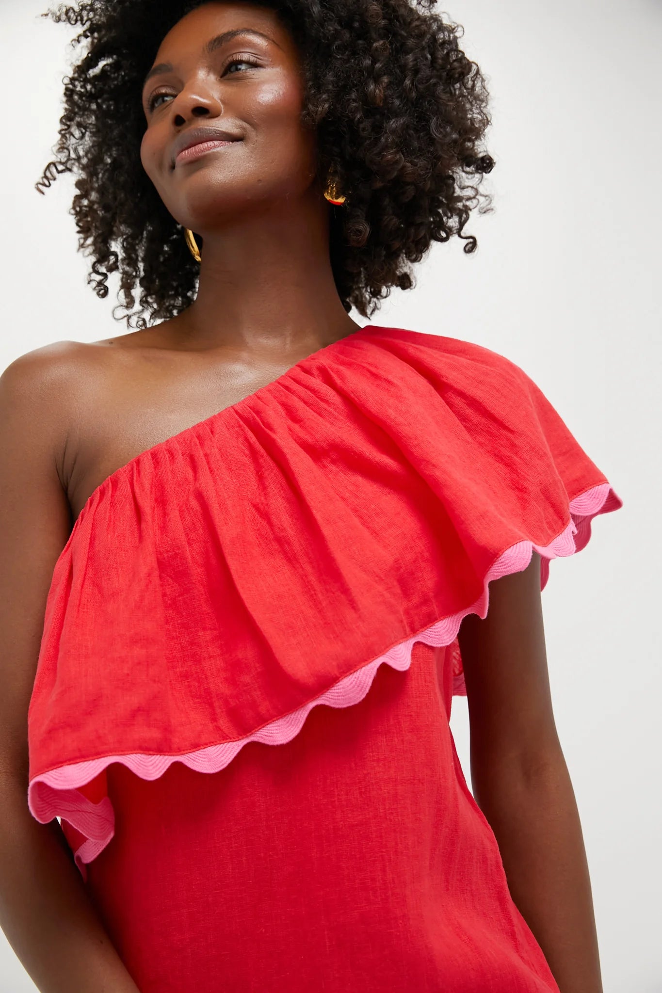 Hibiscus Red Linen Amalfi Dress