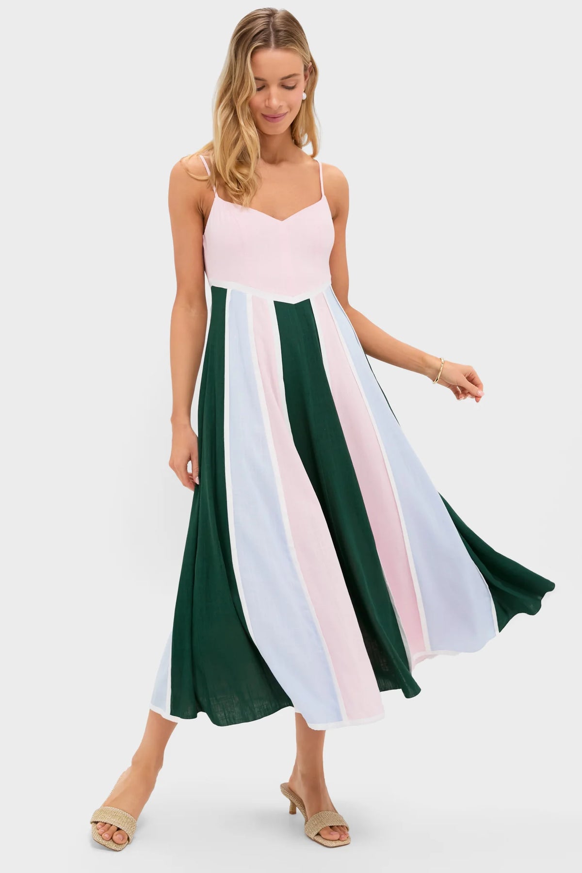 Pink, Green and Blue Striped Baxter Maxi Dress