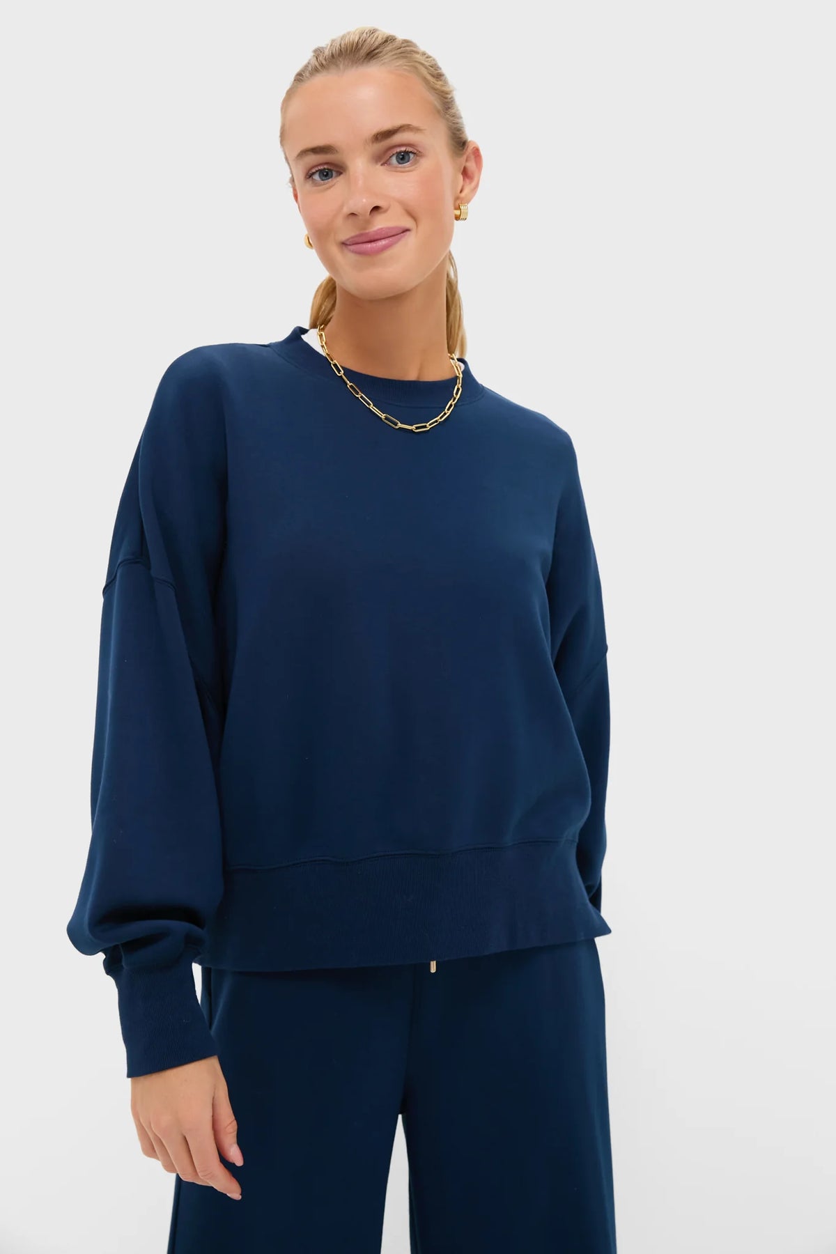 Navy Cropped Comfort Stretch Oliver Pullover