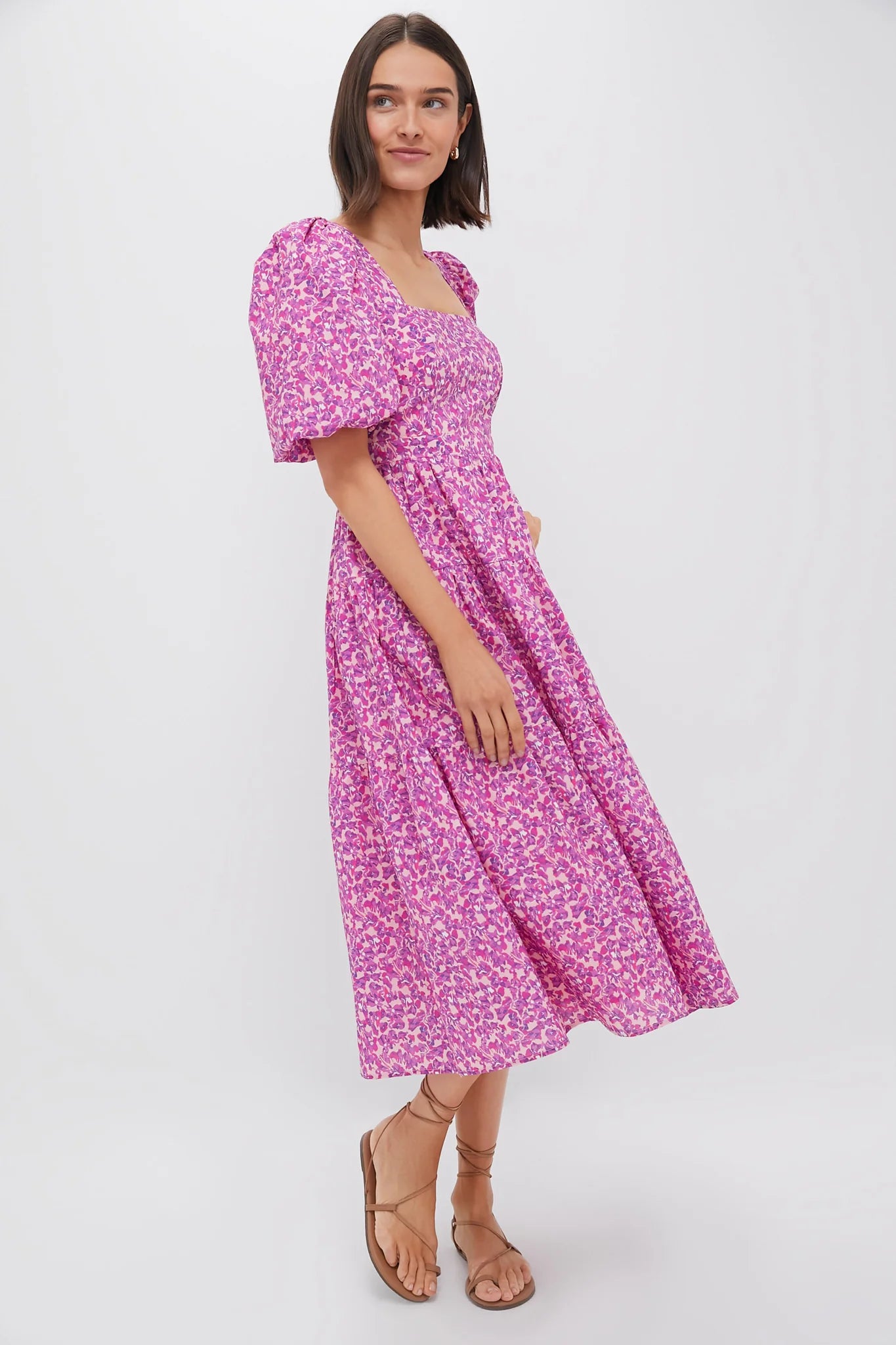 Pink Multi Floral Estella Midi Dress