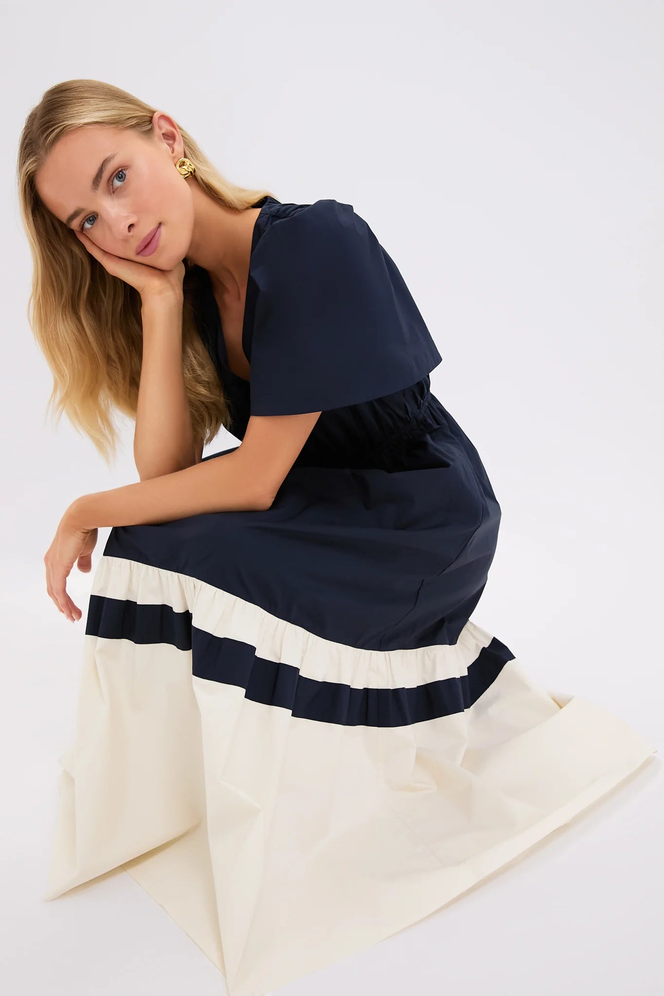 Navy and Cream Cotton Mitchell Dress