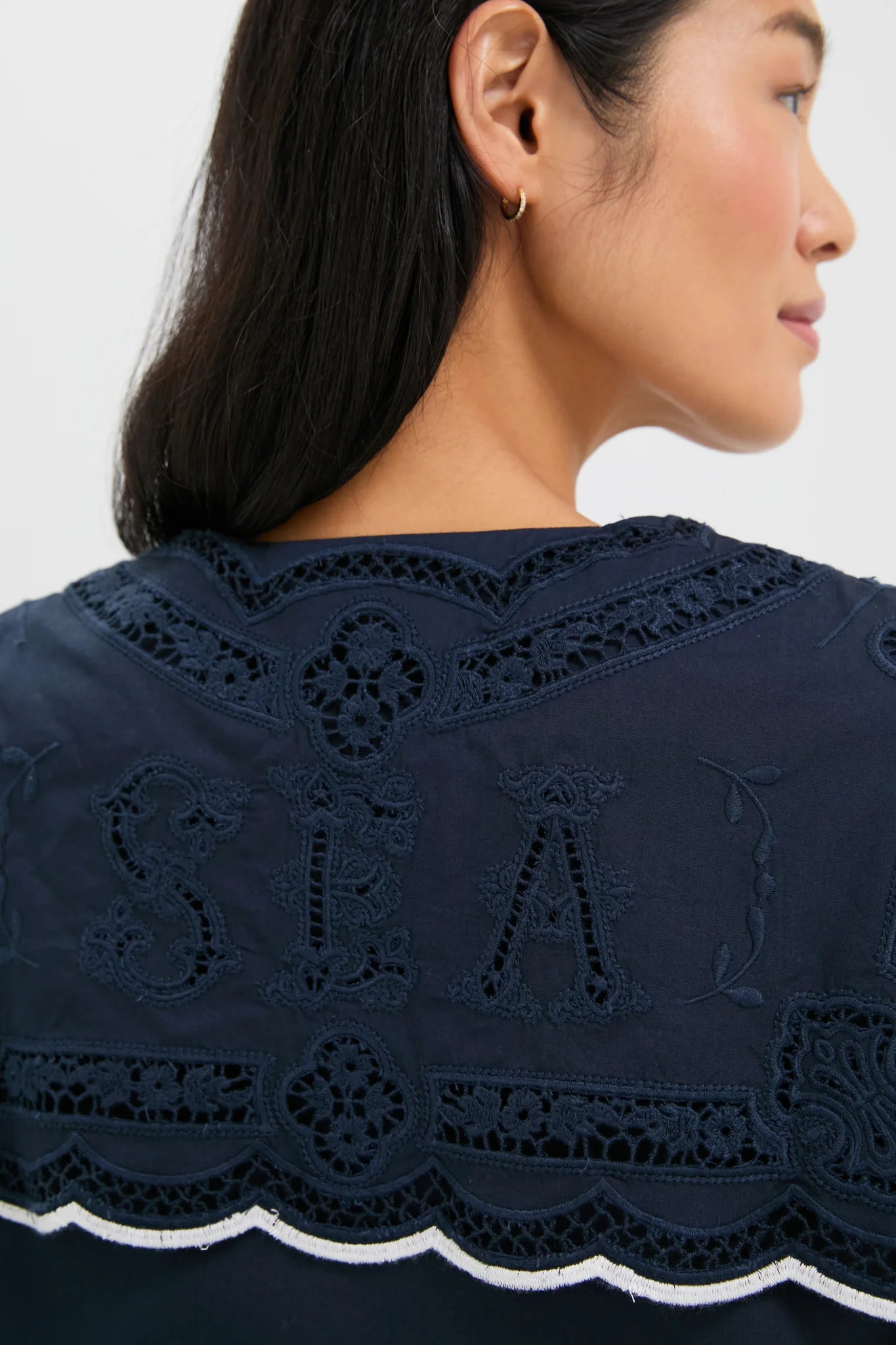Navy Marie Embroidery Dress