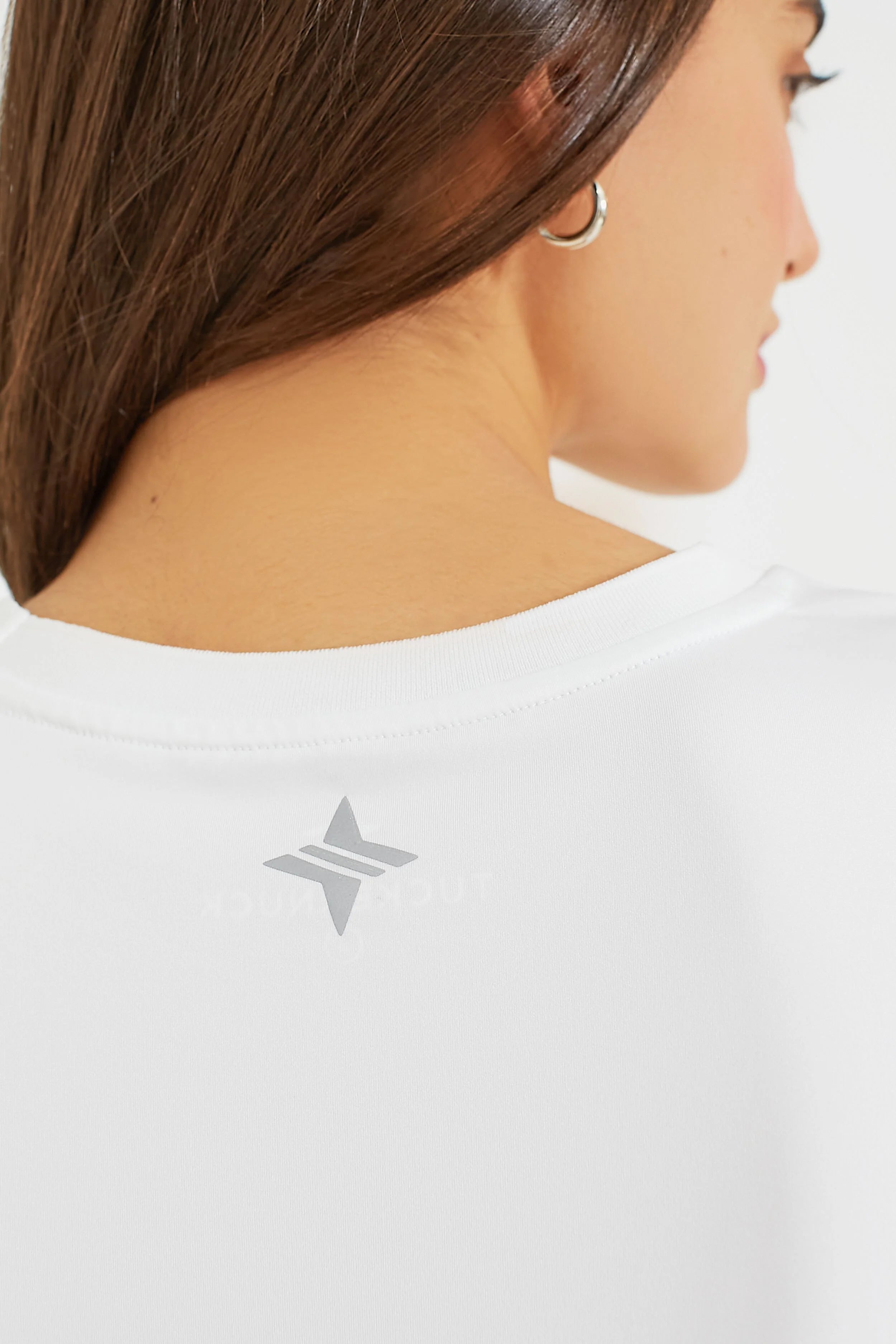 White Cropped Performance Jersey Ryan Boyfriend Tee