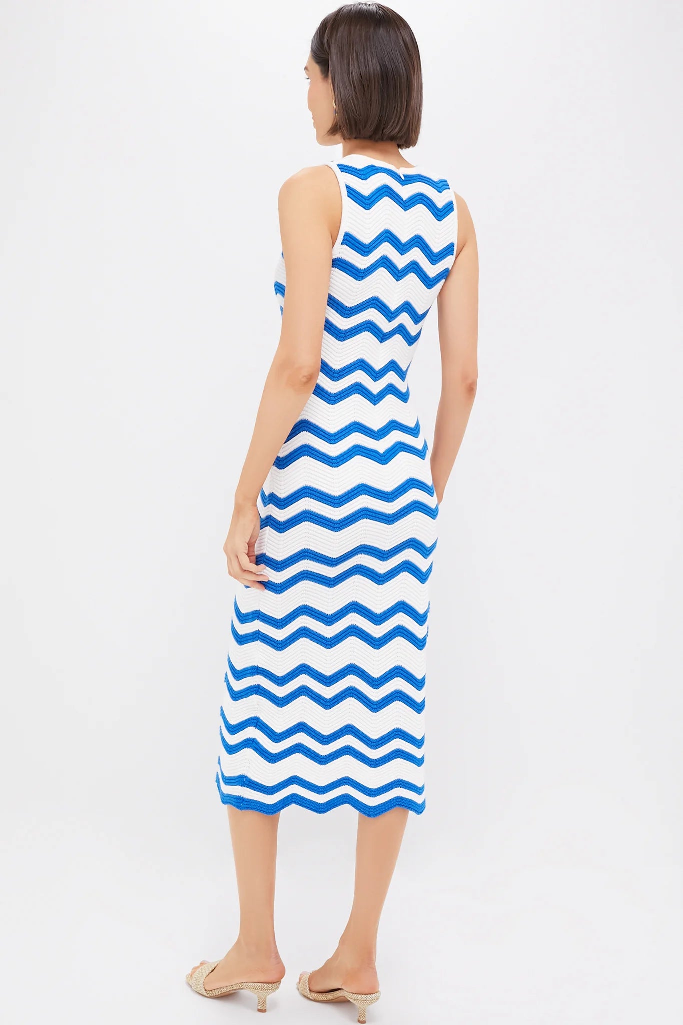 Blue & White Zig-Zag Stripe Mykonos Knit Maxi Dress