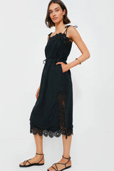 Black Rosina Embroidery Slip Dress