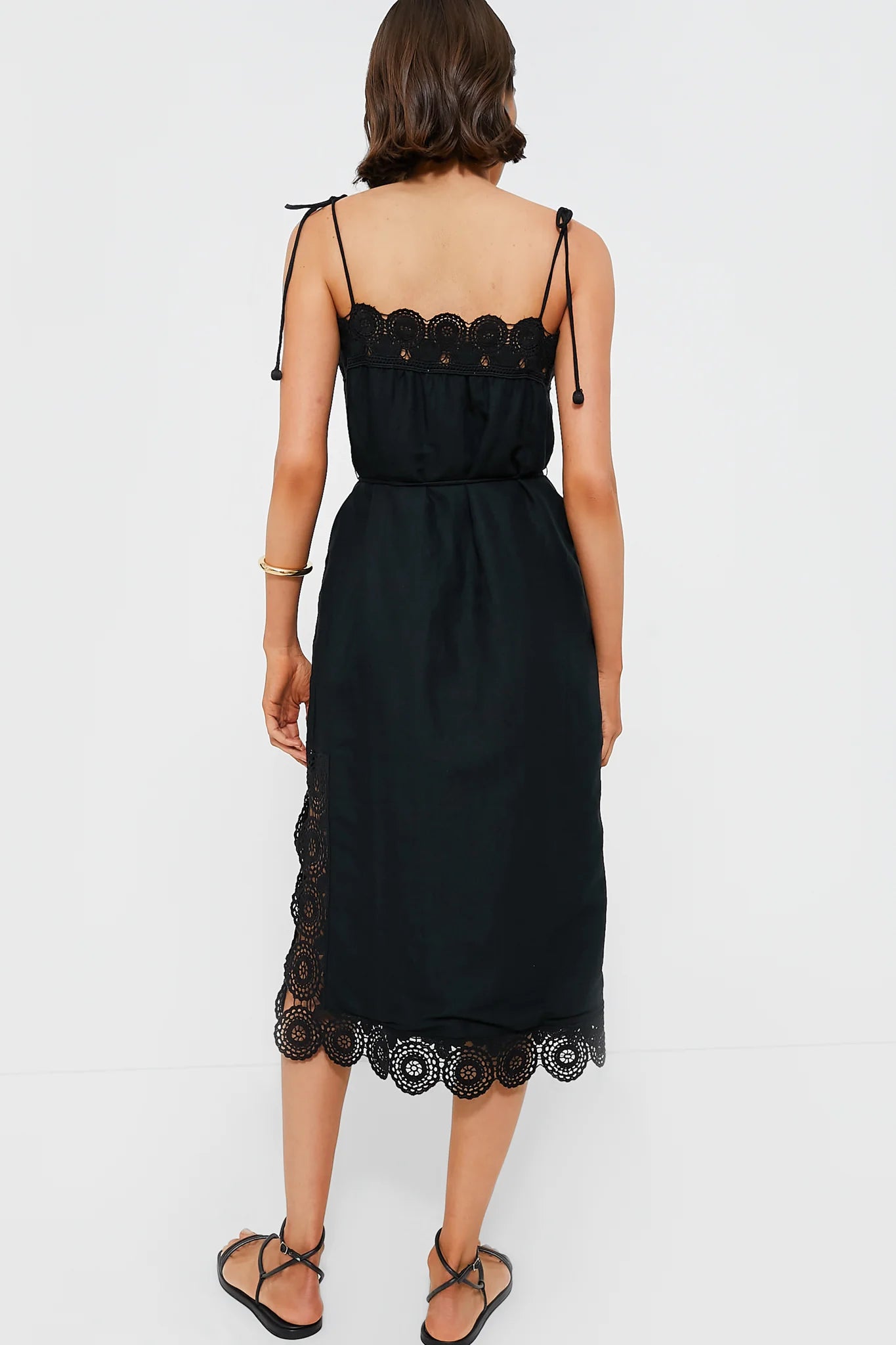 Black Rosina Embroidery Slip Dress