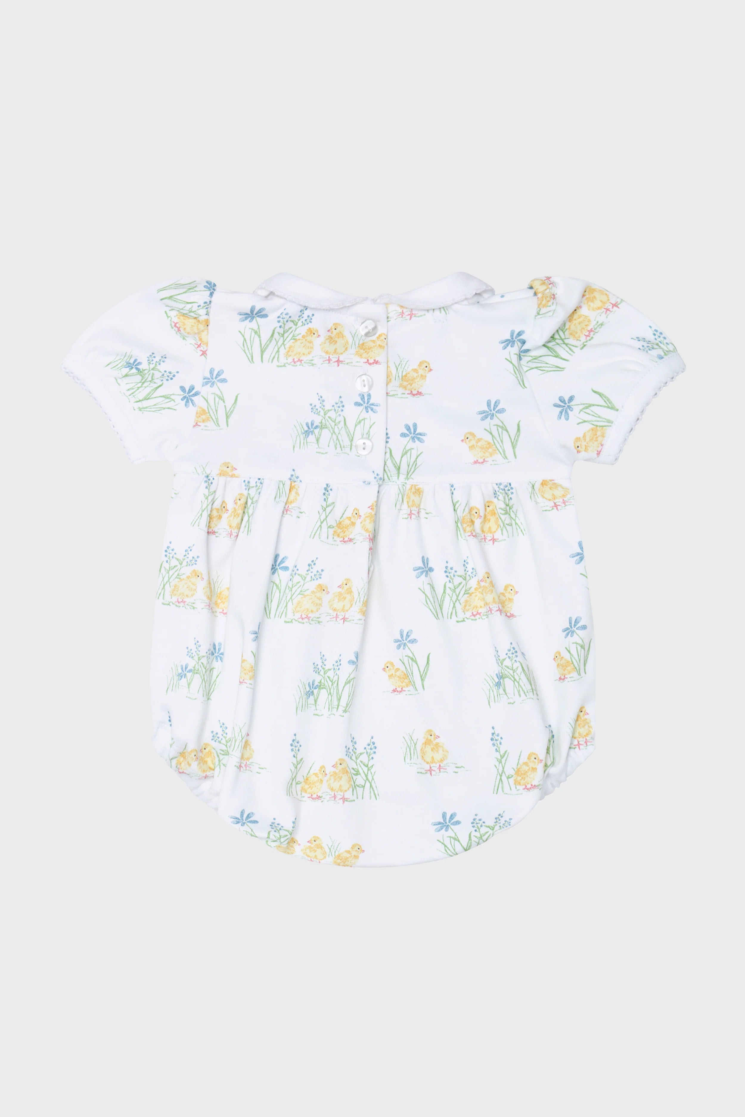 Chicks Print Smocked Bubble