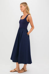 Navy Mixed Media Juliette Dress