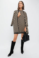 Onyx and Camel Knit Geo Marie Dress