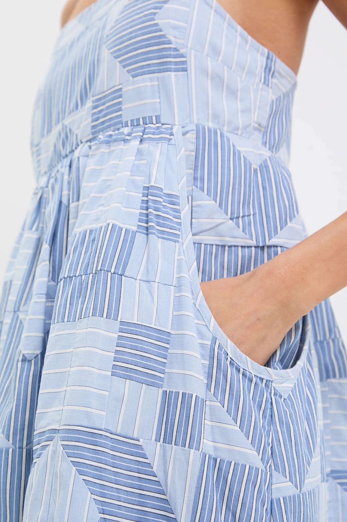 Blue Helmi Striped Shirting Midi Dress