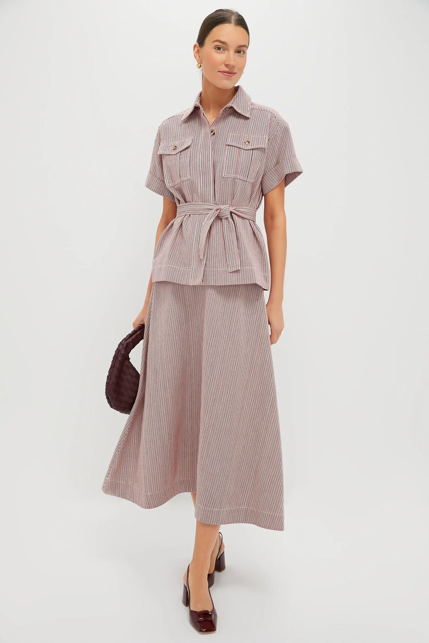 Red Stripe Evelyn Midi Skirt