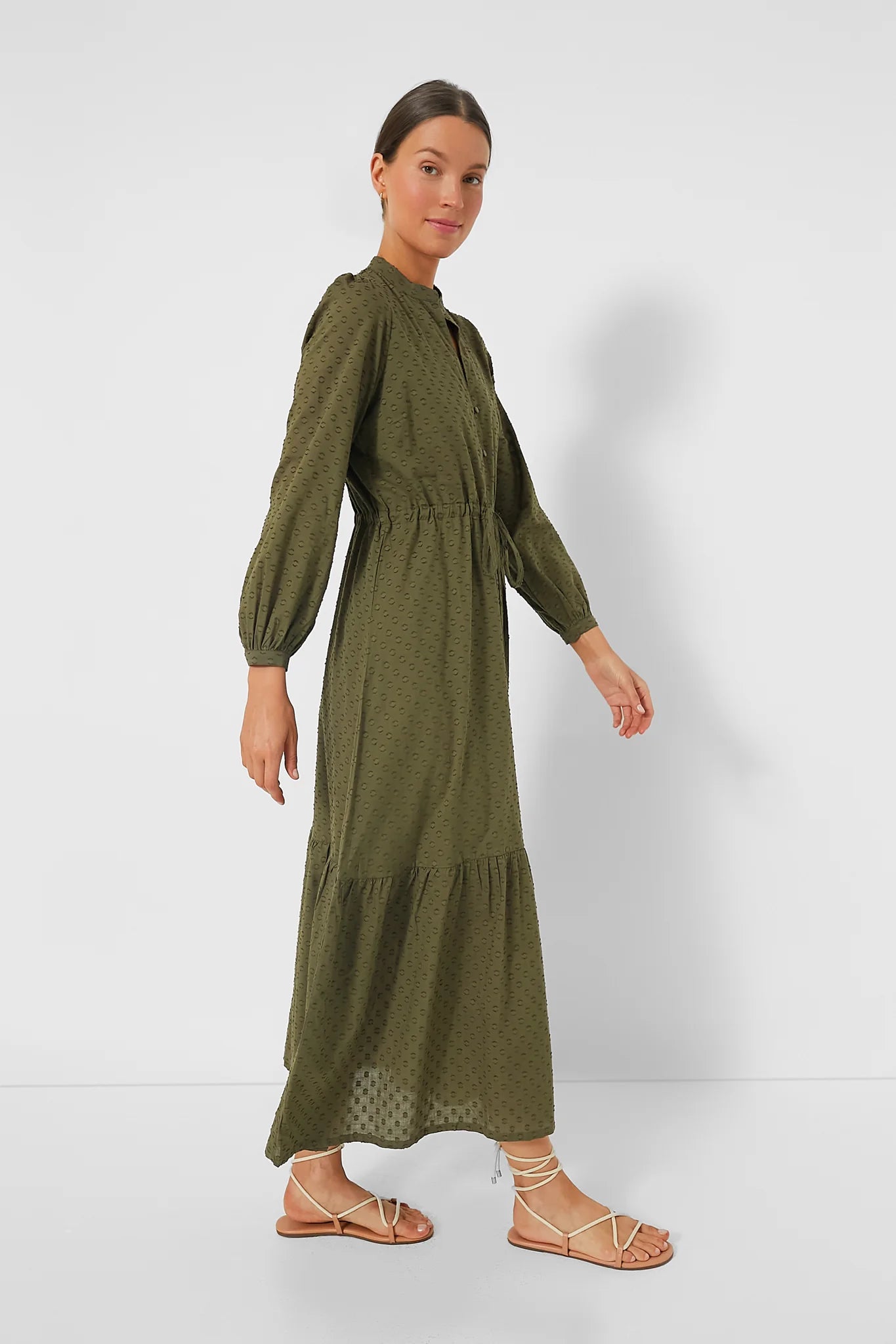 Moss Swiss Dot Organic Frances Dress 3