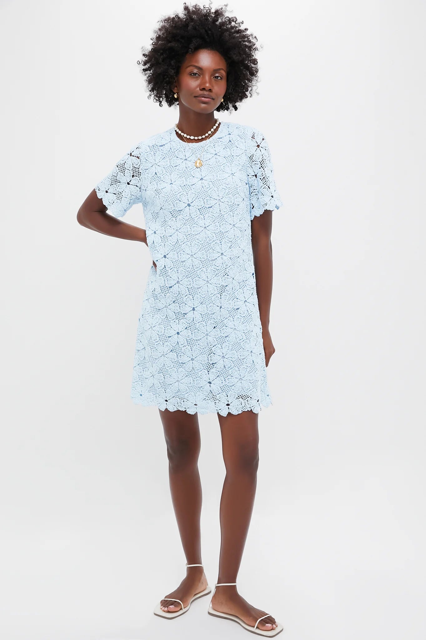 Light Blue Crochet Belclaire Dress