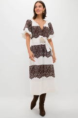 Cream with Western Lace Print Fairground Dress