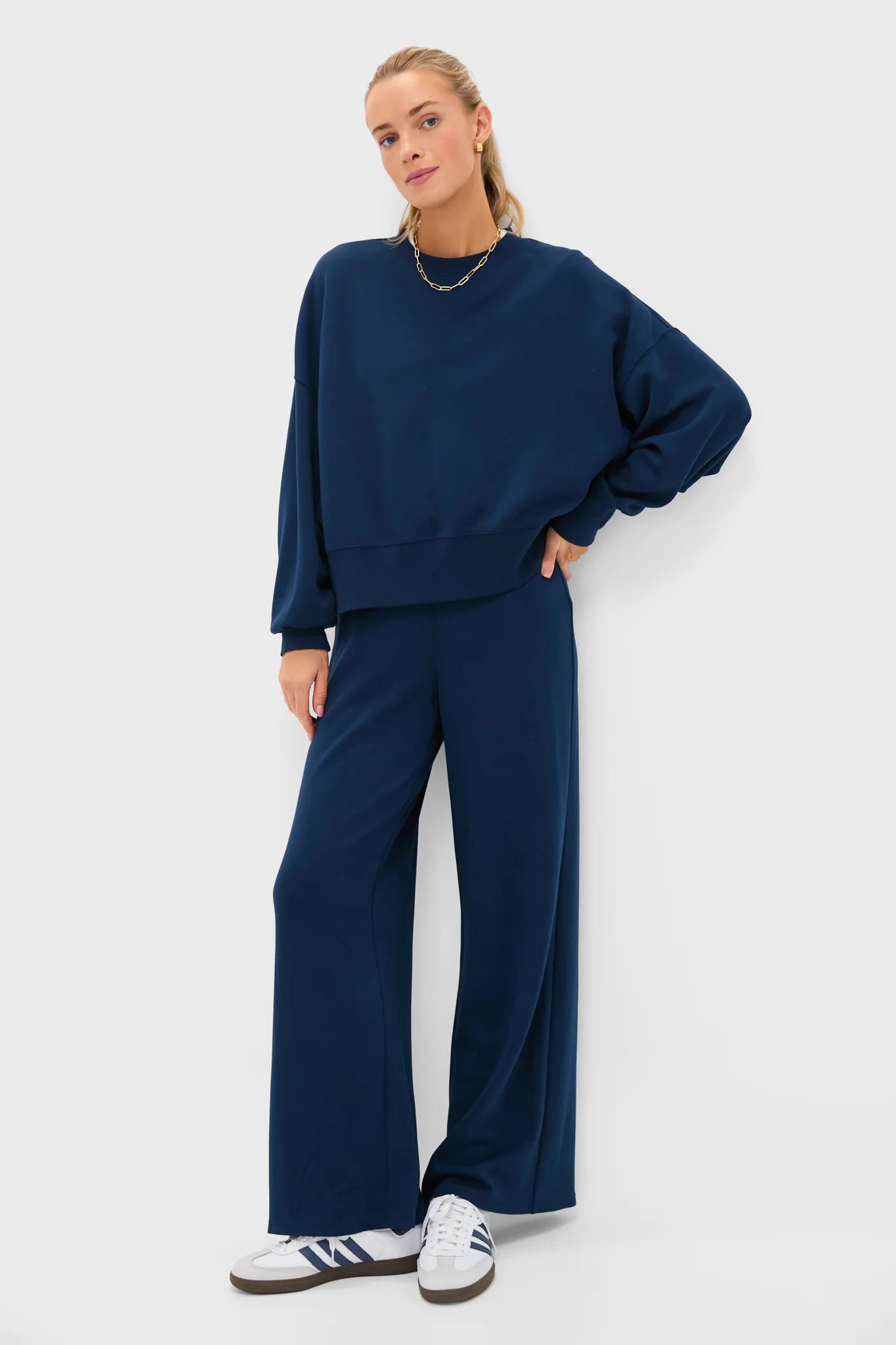 Navy Cropped Comfort Stretch Oliver Pullover