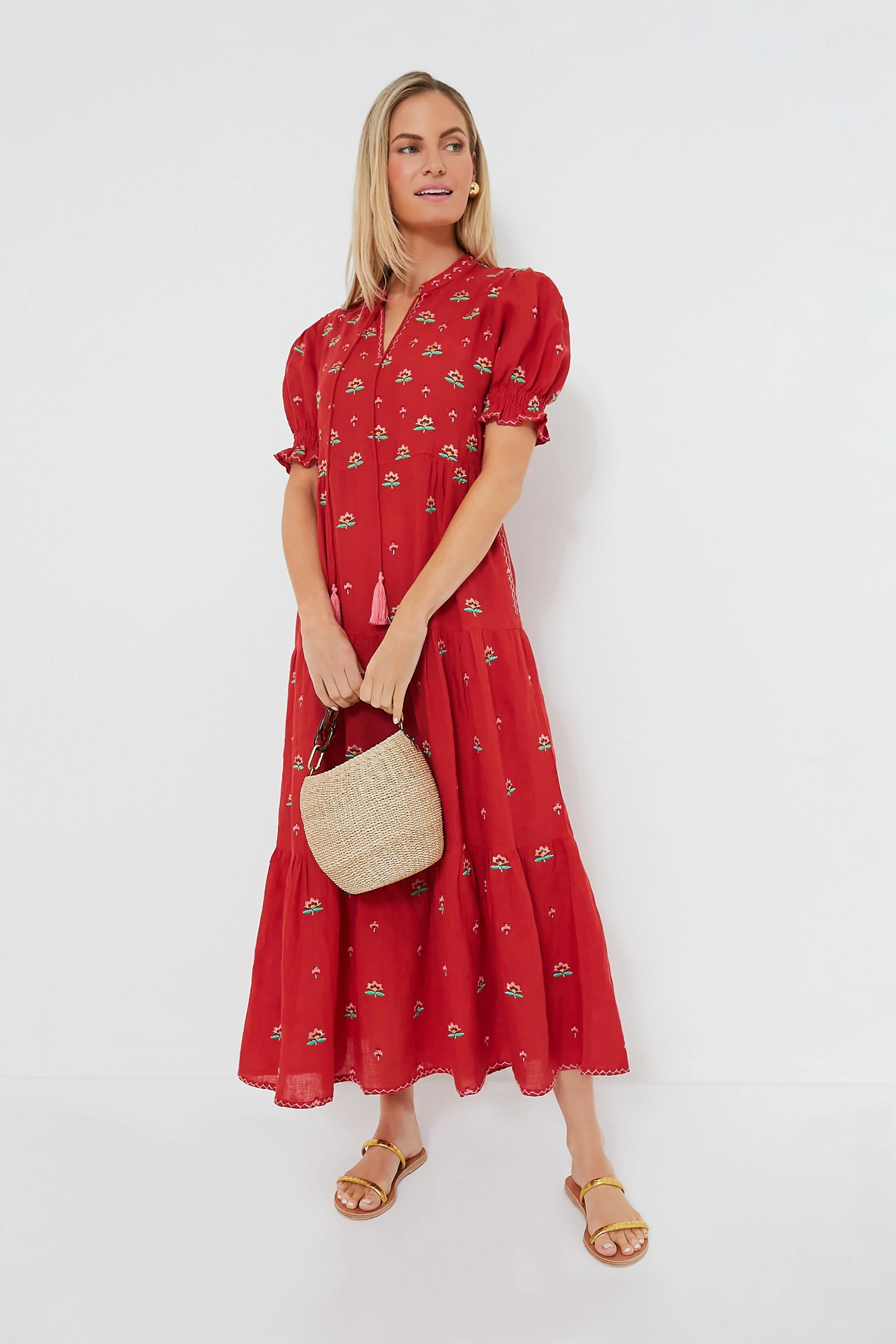 Red Lotus Flower Flaming Katy Dress