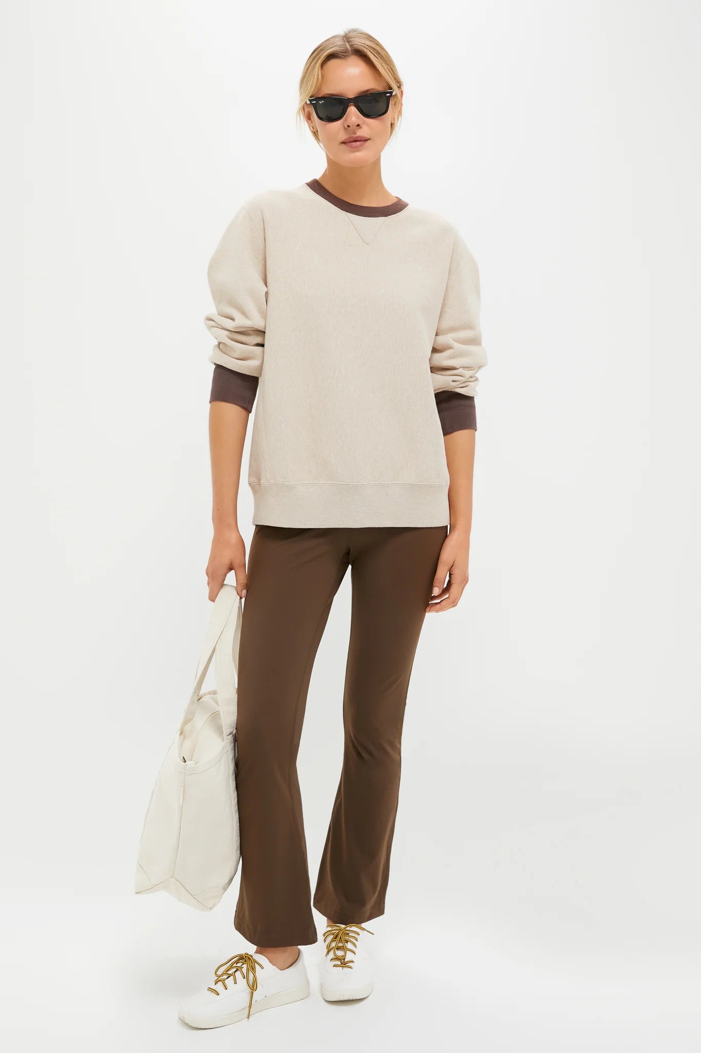 Heather Sandstone and Brown 100% Cotton Kolar Crewneck Sweatshirt