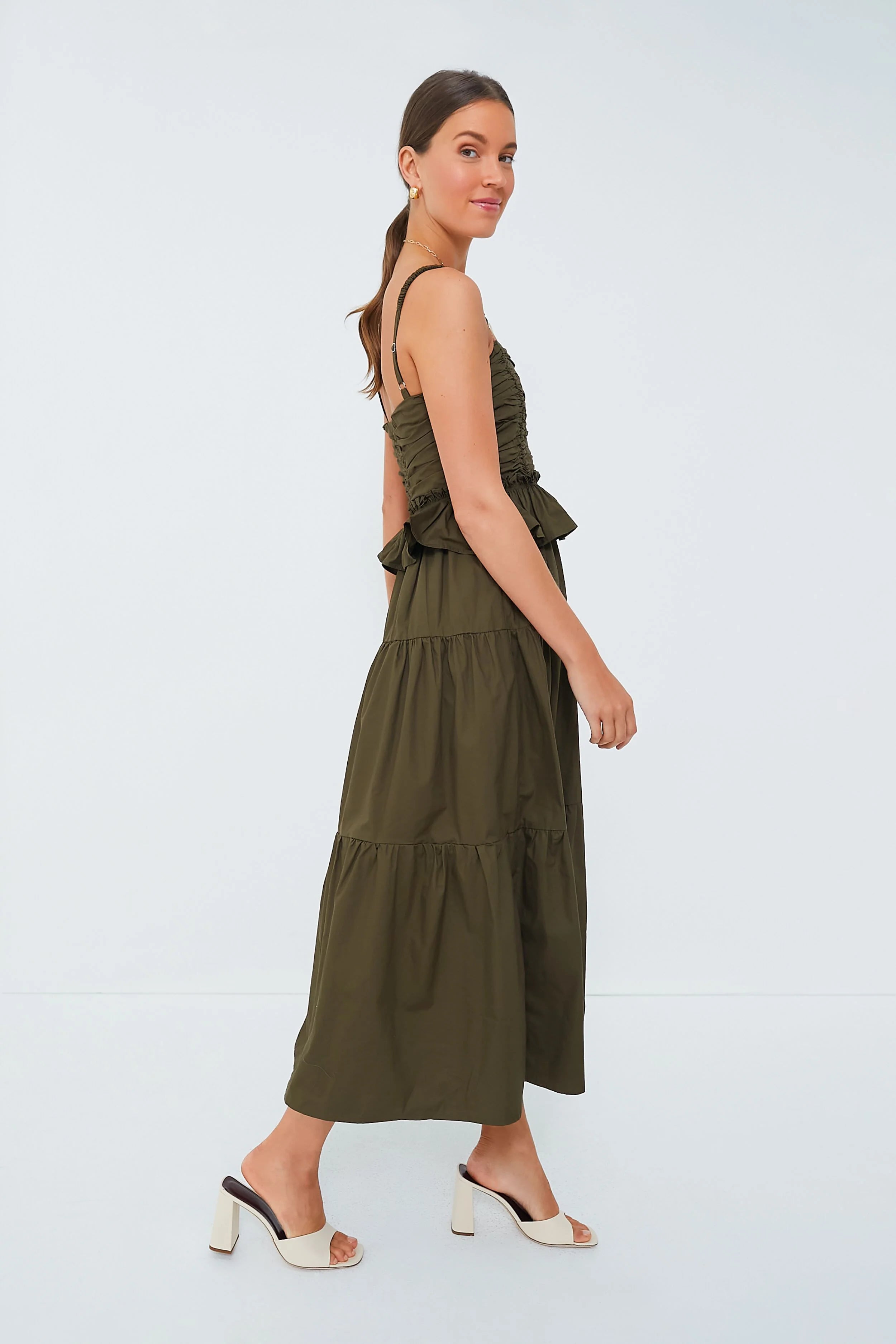 Exclusive Olive Tiered Maxi Dress