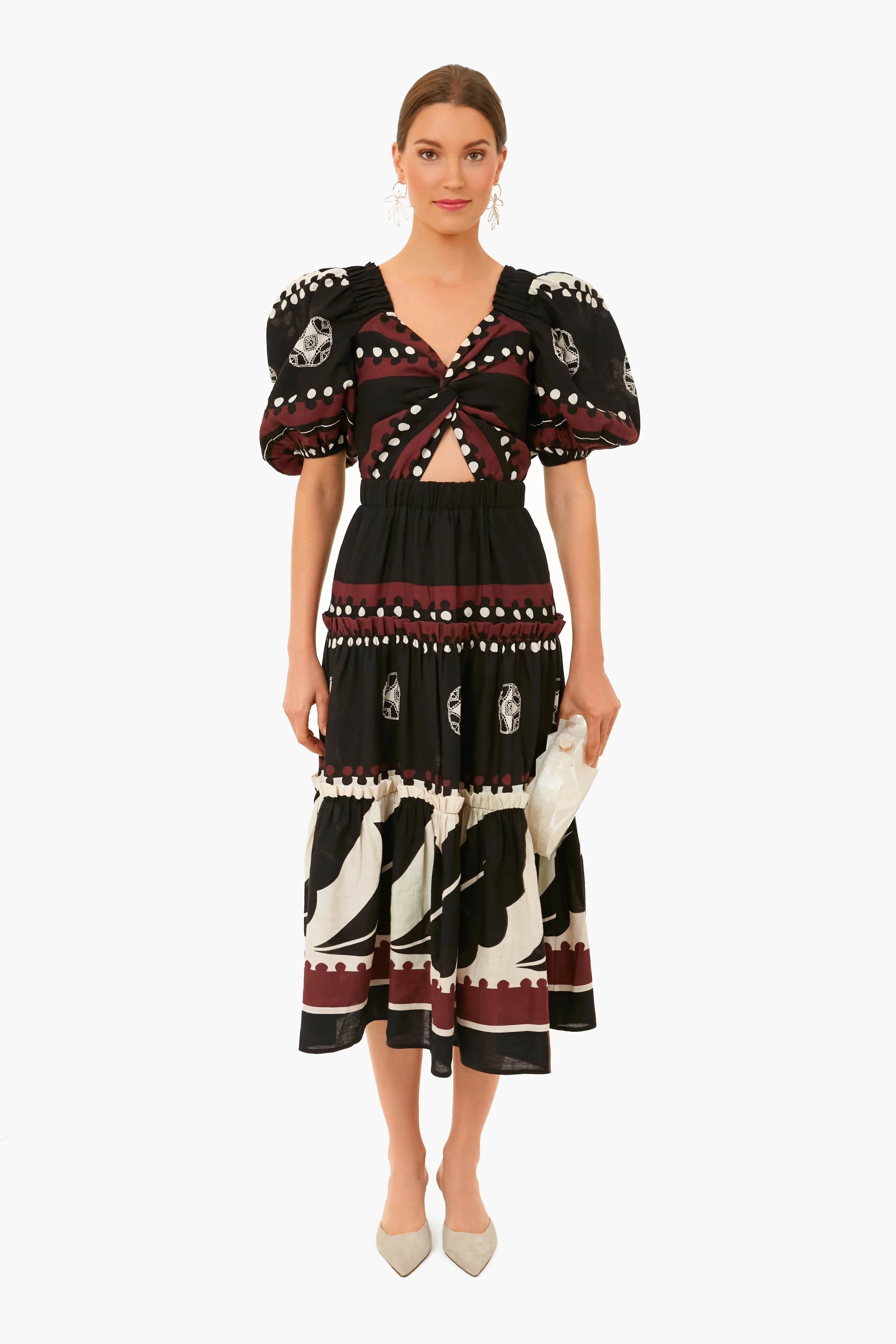 Black Liora Puff Sleeve Cut Out Dress