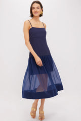Navy Drop Waist Dawson Midi Dress