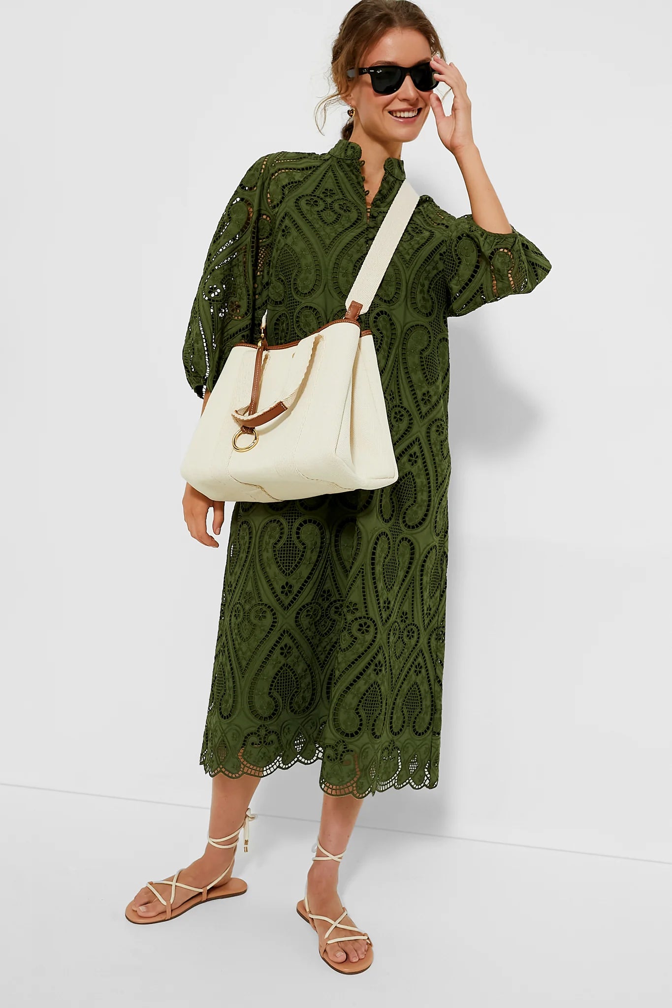 Army Green Eyelet Maryse Caftan