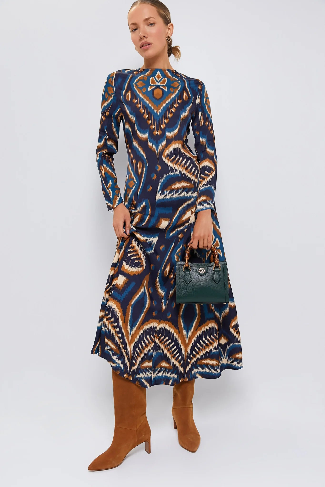 Pineapple Ikat Blue Maxi Dress