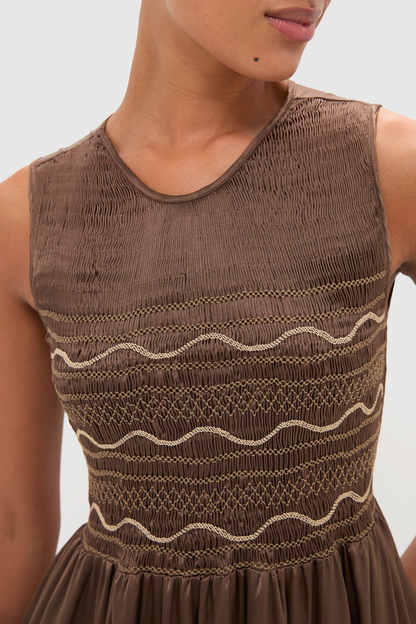 Regio Brown Silk Gioia Midi Dress