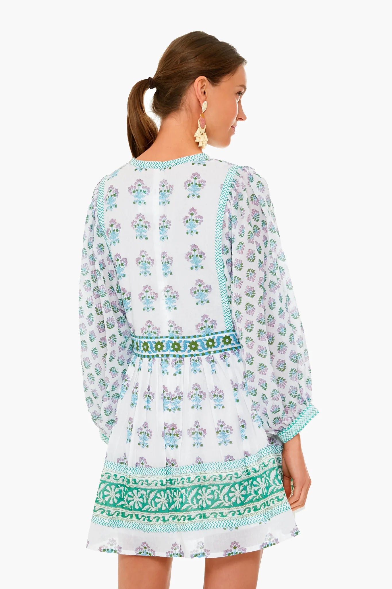 Provence Floral Tie Front Balloon Sleeve Dress