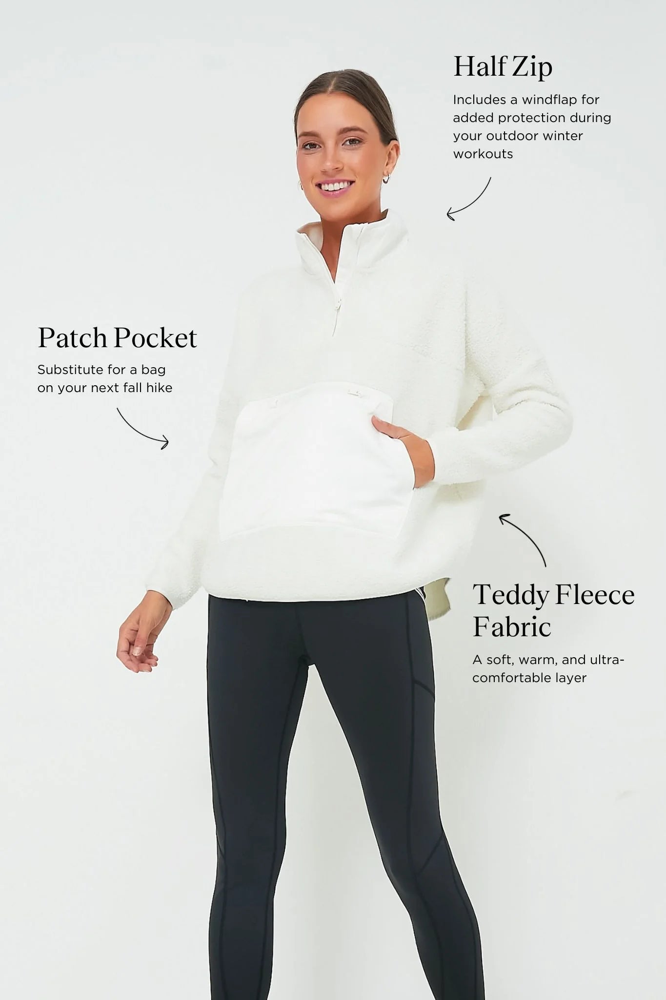 White Fleece Cady Quarter Zip