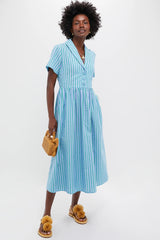 Delphinium Seersucker Shawl Collar Adelaide Dress