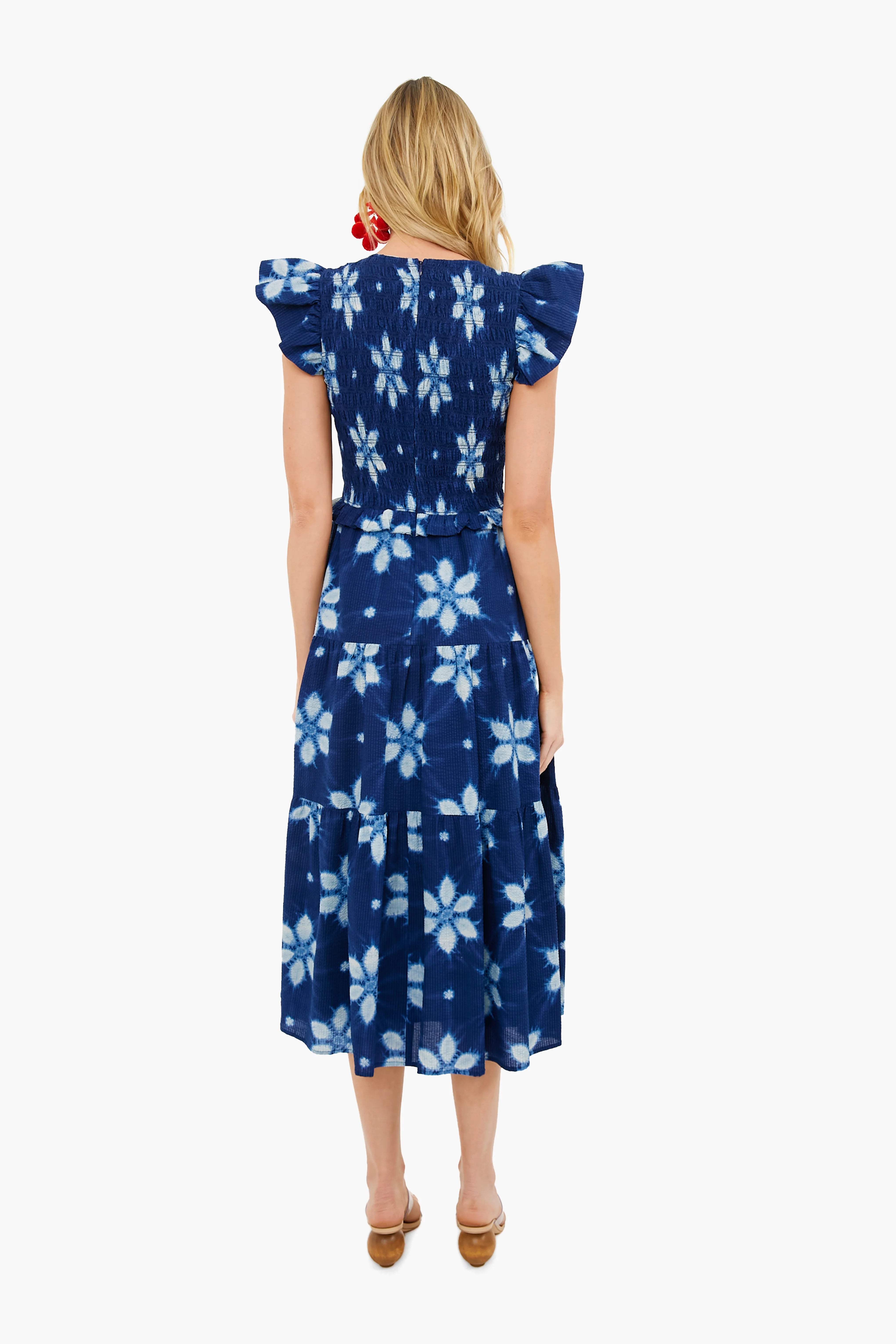 Isla Print Smocked Tiered Midi Dress