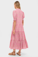 Tan & Pink Vines Bennett Maxi Dress