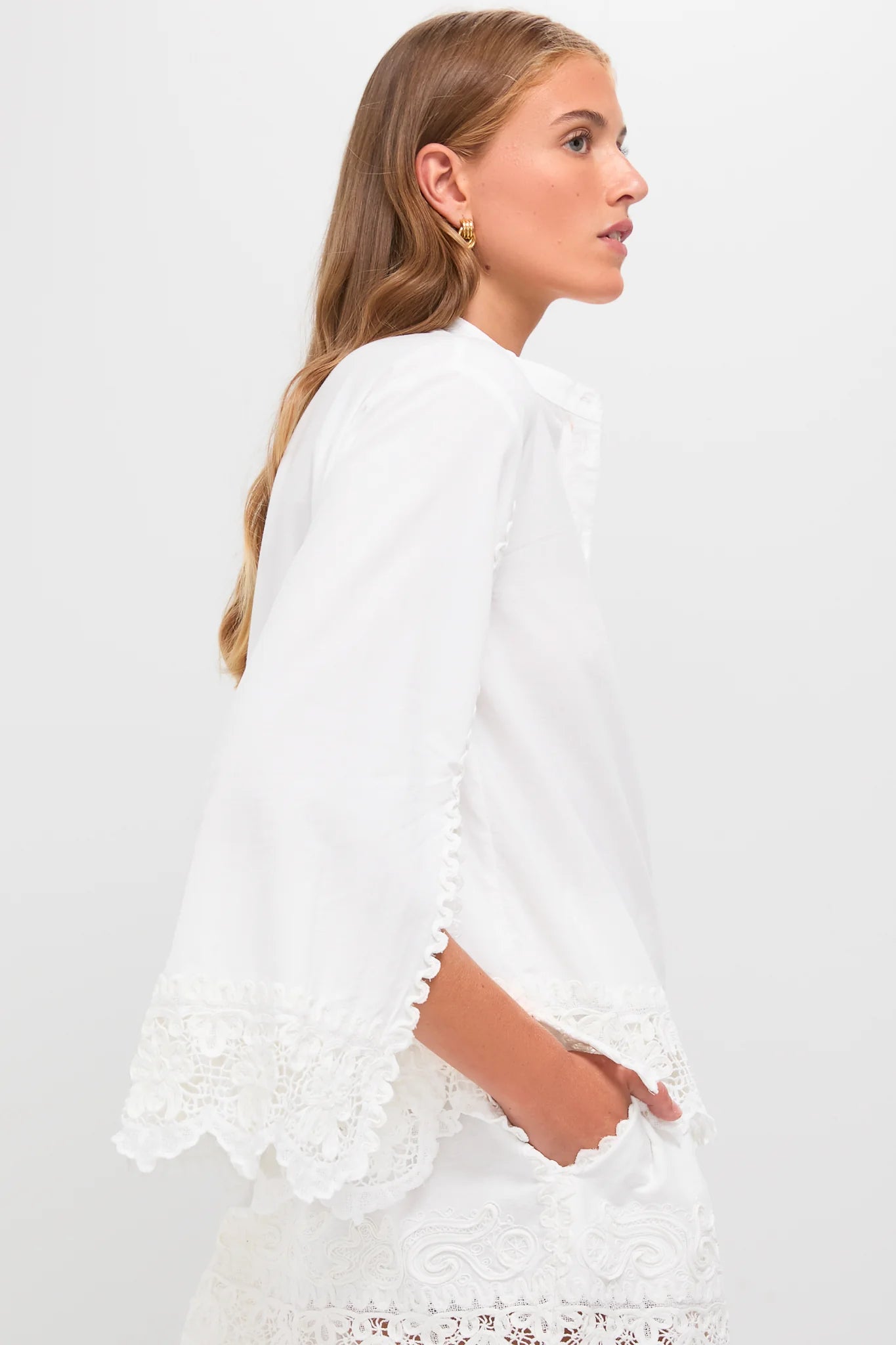 White Iyla Soutache Long Sleeve Blouse