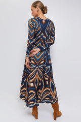 Pineapple Ikat Blue Maxi Dress