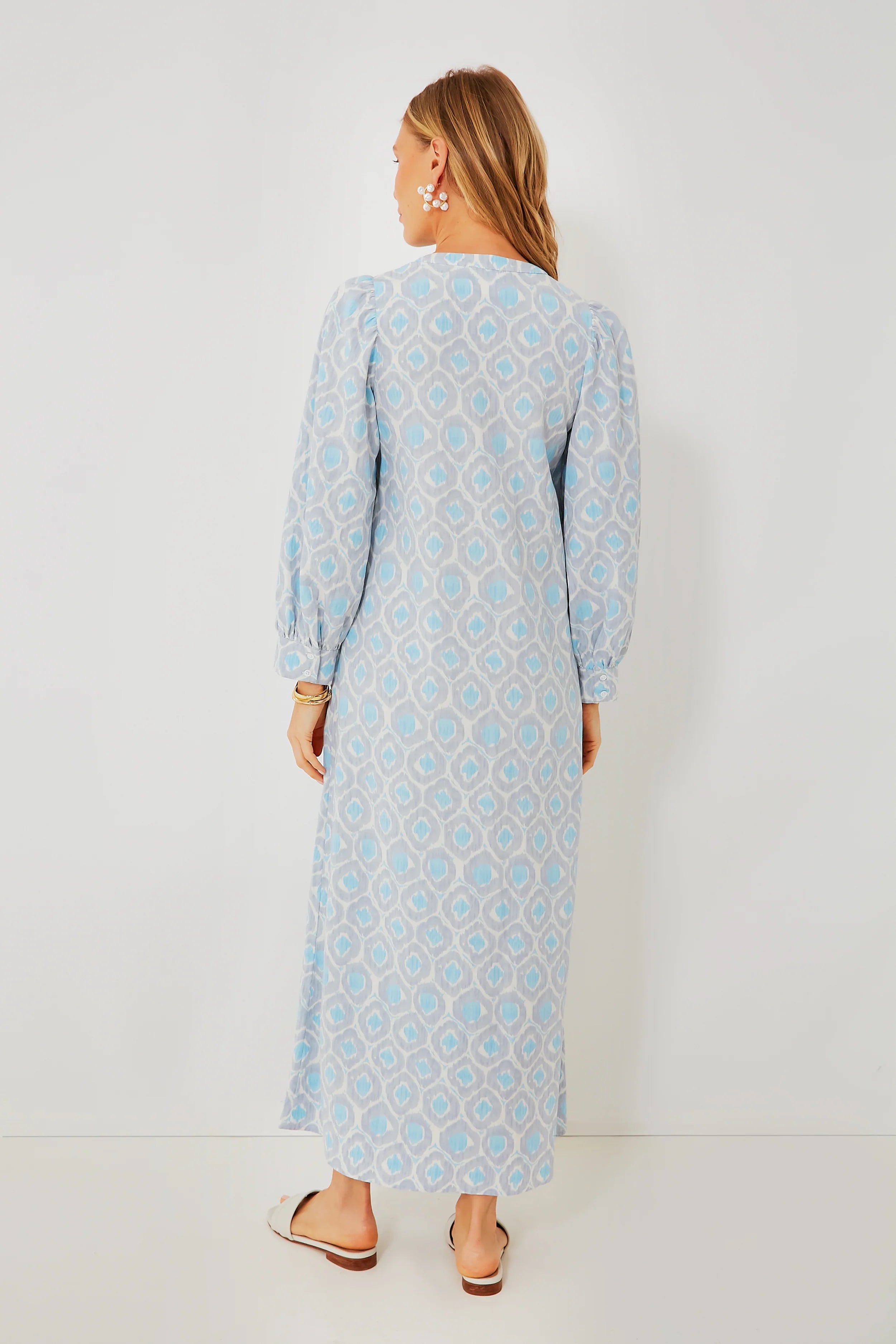 Blue Ikat Zipper Zadie Maxi Dress