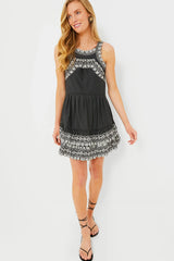 Black Amina Embroidery Tank Dress