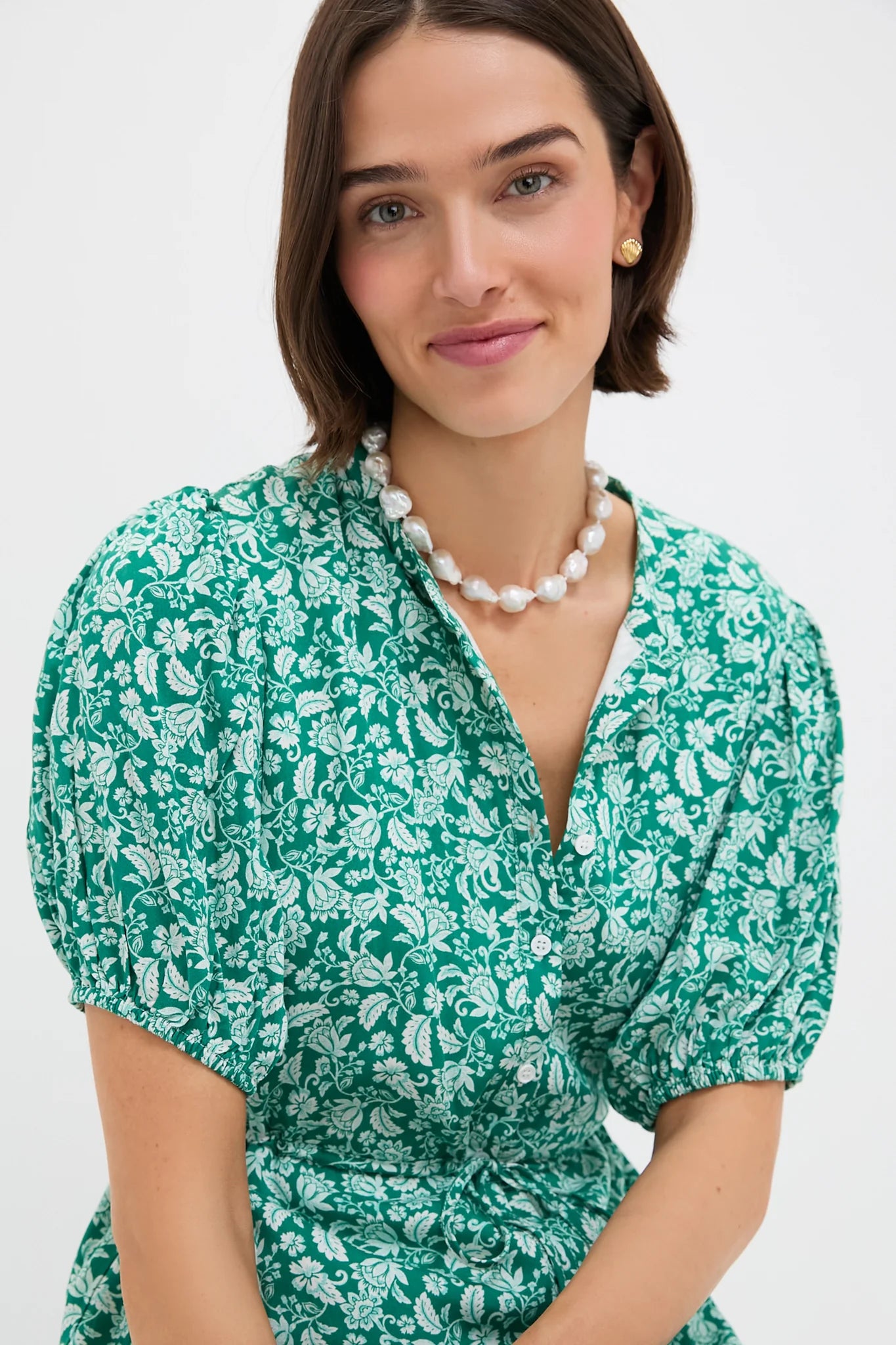 Green Micro Floral Frannie Maxi Dress