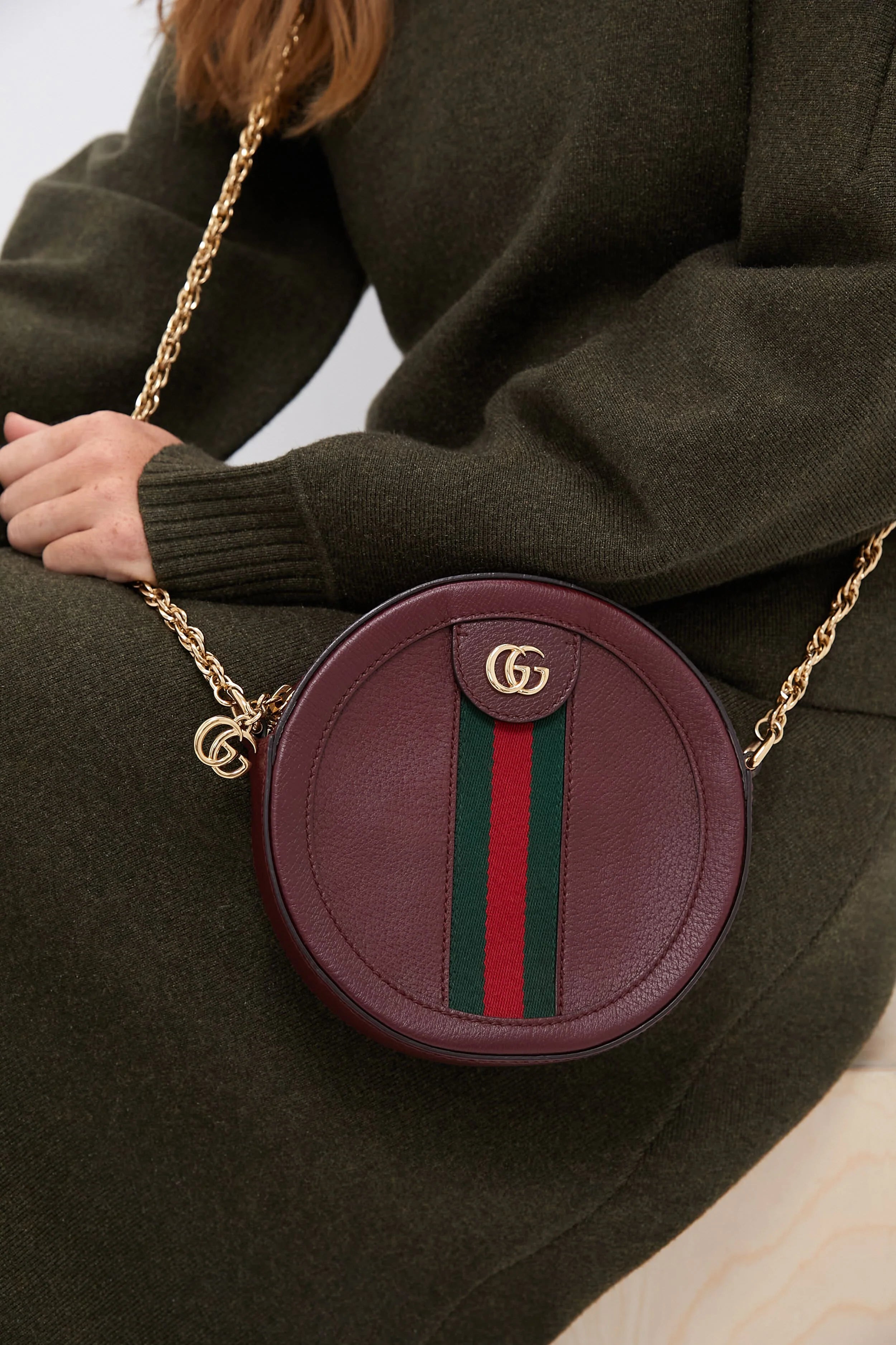 Gucci Red Mini Round Ophidia Leather Crossbody Bag