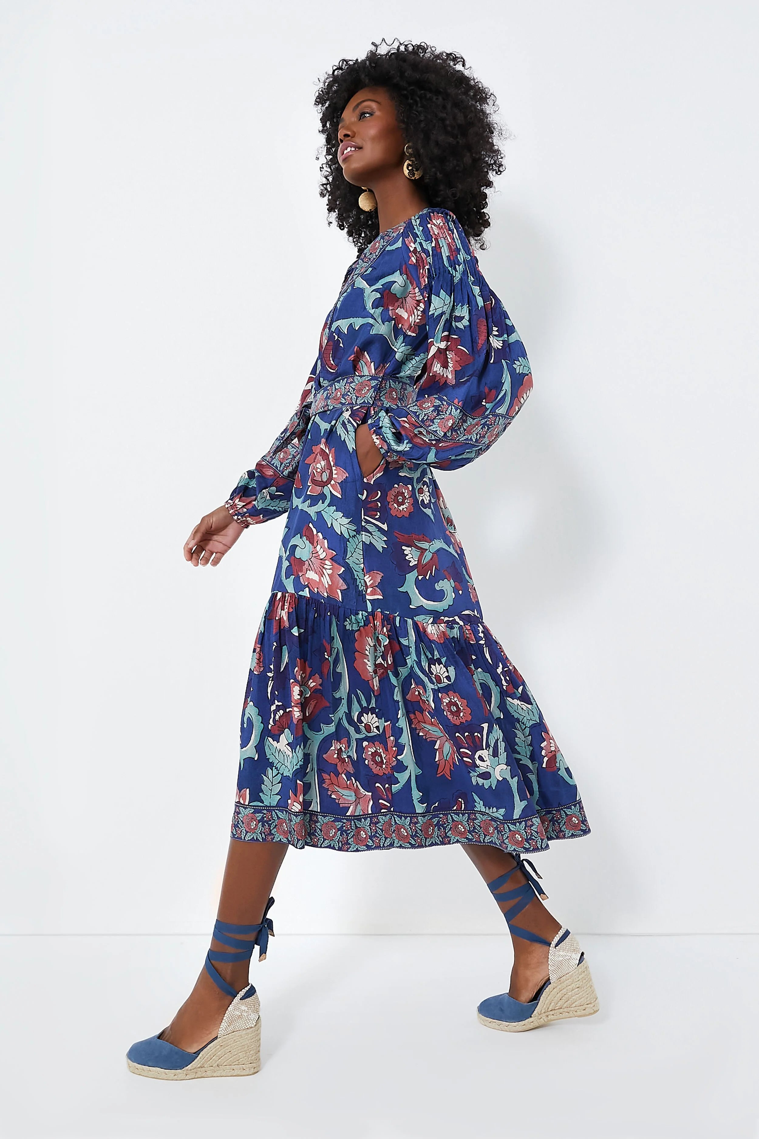 Rose Rory Print Long Sleeve Dress with Belt