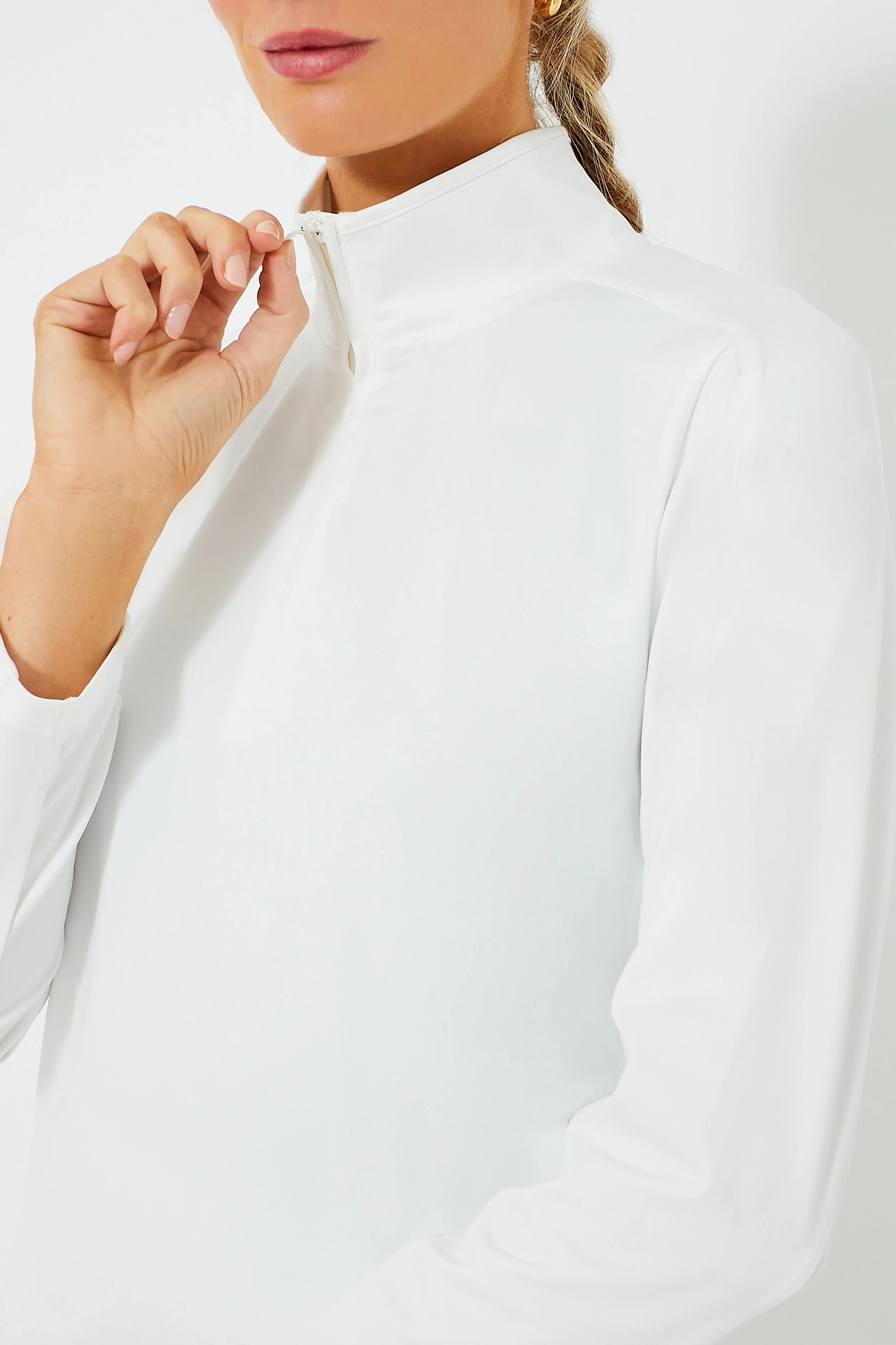 White Performance Jersey Carver Quarter Zip Tee