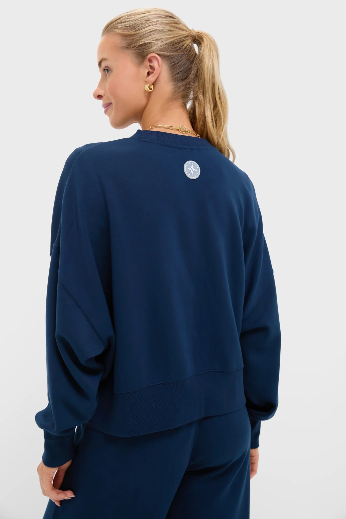 Navy Cropped Comfort Stretch Oliver Pullover