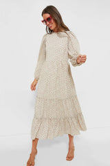 Cream Floral Jesse Midi Dress