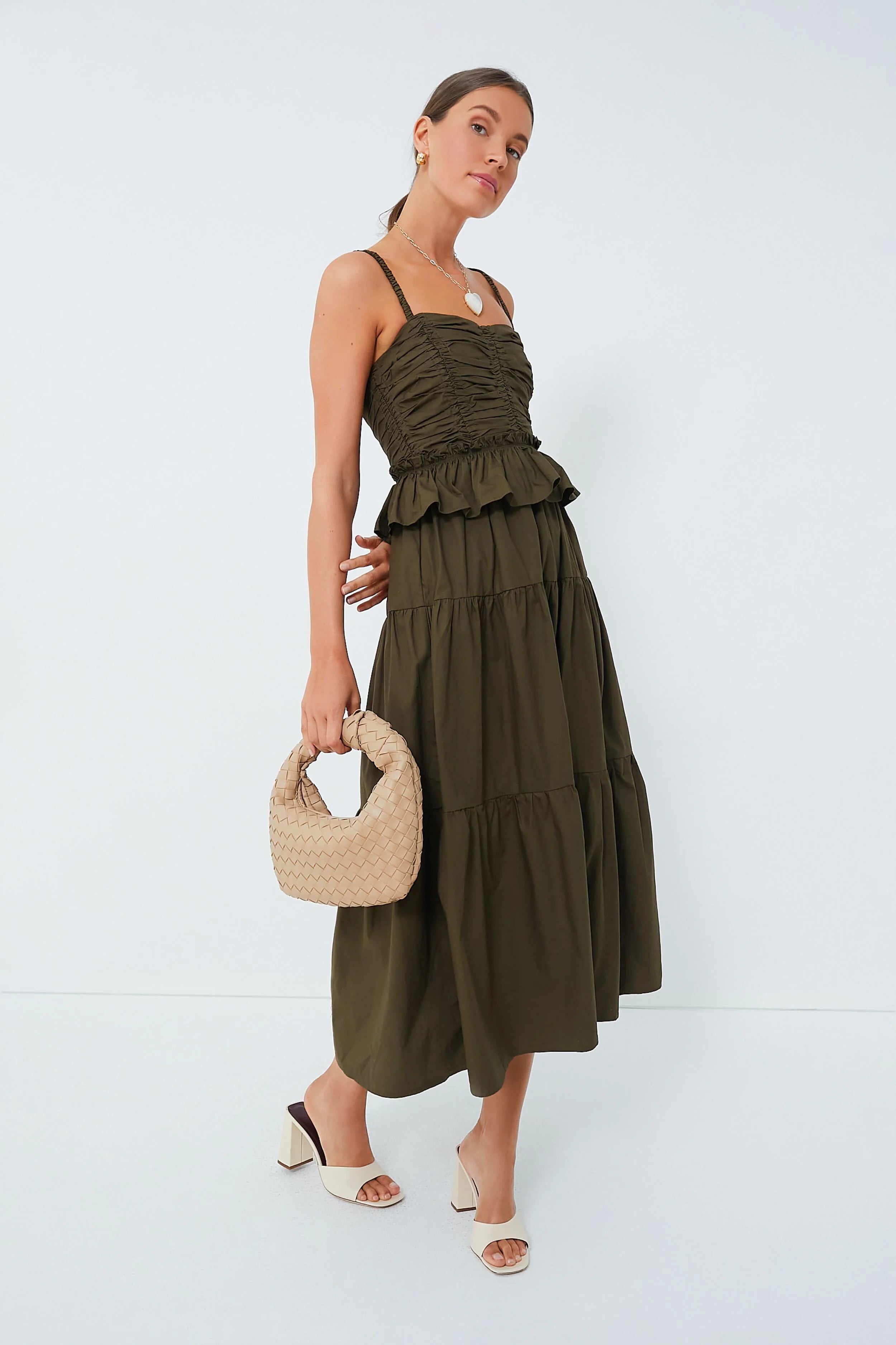 Exclusive Olive Tiered Maxi Dress